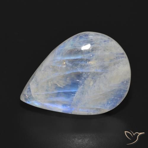 18.06ct 天然 青みがかったホワイト レインボームーンストーン, 洋梨の形, 半透明