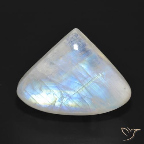 30.77ct 天然 青みがかったホワイト レインボームーンストーン, 洋梨の形, 半透明