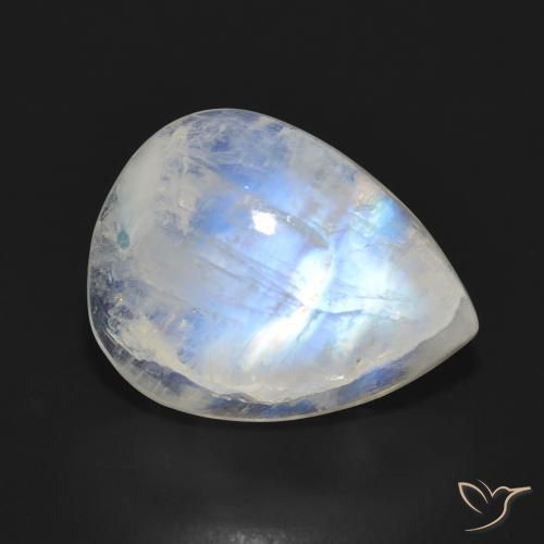 13.18ct 天然 青みがかったホワイト レインボームーンストーン, 洋梨の形, 半透明