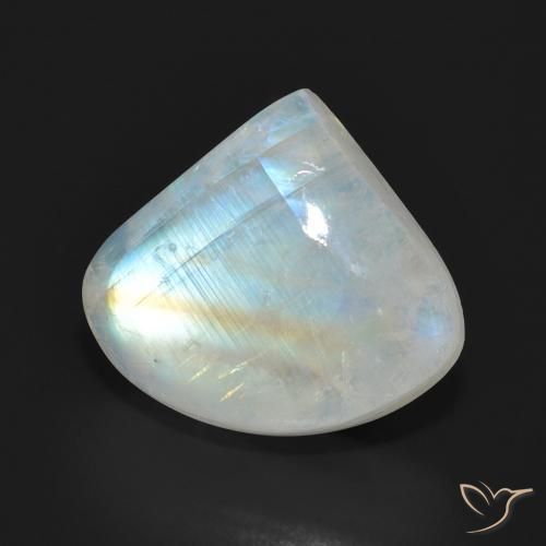 10.90ct 天然 青みがかったホワイト レインボームーンストーン, 洋梨の形, 半透明