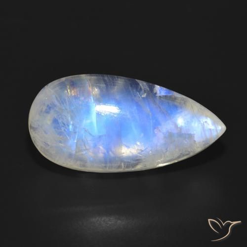 18.02ct 天然 青みがかったホワイト レインボームーンストーン, 洋梨の形, 半透明