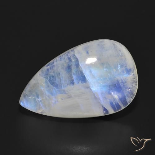 17.97ct 天然 青みがかったホワイト レインボームーンストーン, 洋梨の形, 半透明
