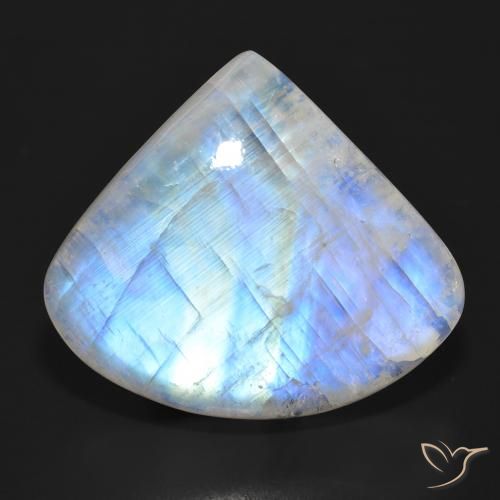 33.55ct 天然 青みがかったホワイト レインボームーンストーン, 洋梨の形, 半透明