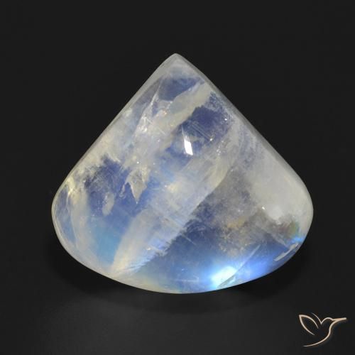 13.73ct 天然 青みがかったホワイト レインボームーンストーン, 洋梨の形, 半透明