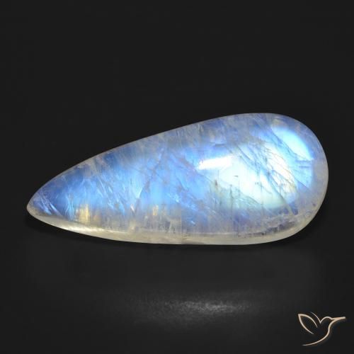 17.24ct 天然 青みがかったホワイト レインボームーンストーン, 洋梨の形, 半透明