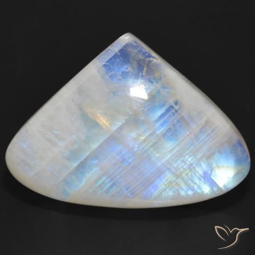36.47ct 天然 青みがかったホワイト レインボームーンストーン, 洋梨の形, 半透明