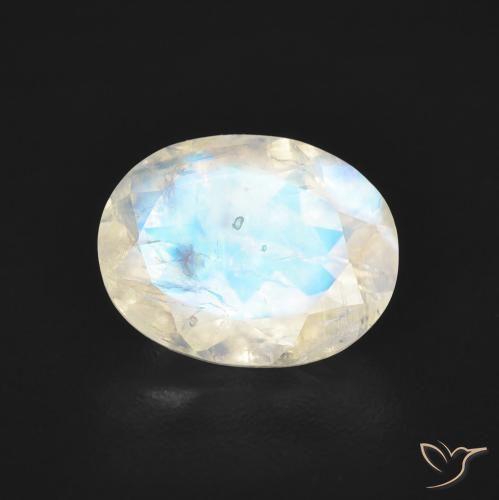 1.71ct 天然 青みがかったホワイト レインボームーンストーン, 楕円形, 透明