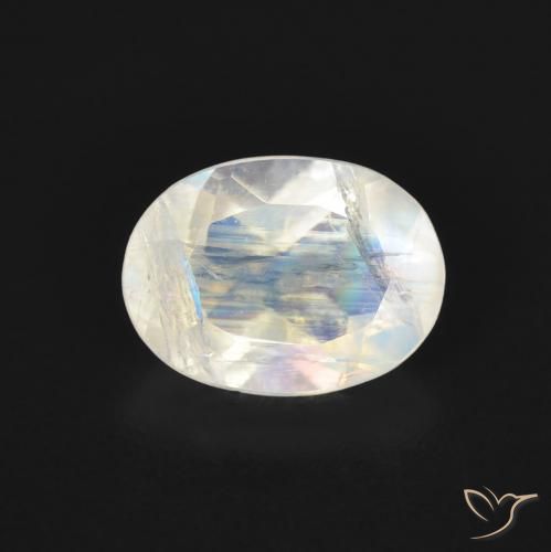 1.14ct 天然 青みがかったホワイト レインボームーンストーン, 楕円形, 透明