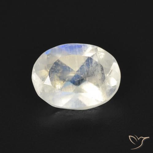 1.13ct 天然 青みがかったホワイト レインボームーンストーン, 楕円形, 透明