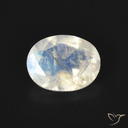 1.45ct 天然 青みがかったホワイト レインボームーンストーン, 楕円形, 透明