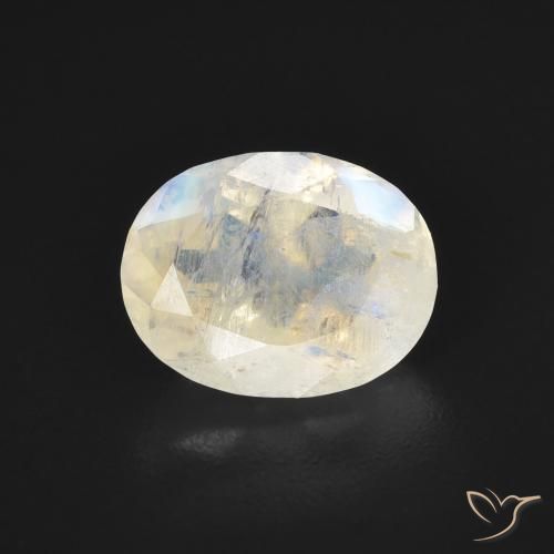 1.75ct 天然 青みがかったホワイト レインボームーンストーン, 楕円形, 透明