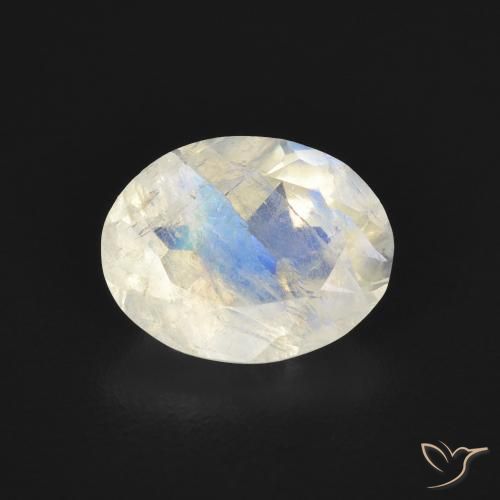 1.68ct 天然 青みがかったホワイト レインボームーンストーン, 楕円形, 透明