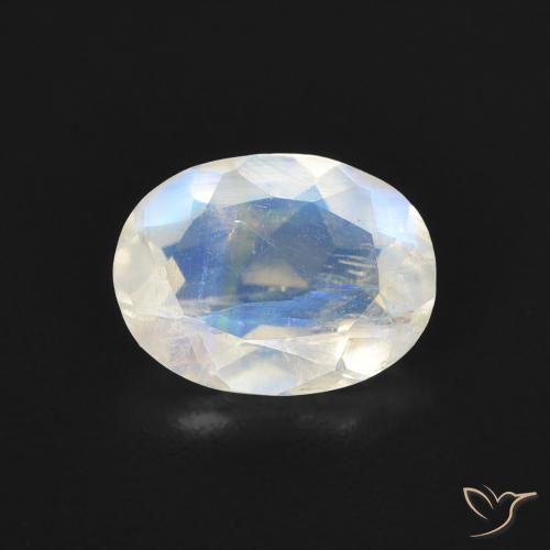 1.10ct 天然 青みがかったホワイト レインボームーンストーン, 楕円形, 透明