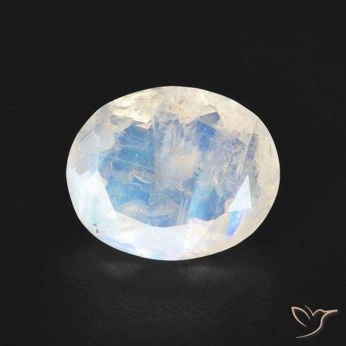 2.58ct 天然 青みがかったホワイト レインボームーンストーン, 楕円形, 透明