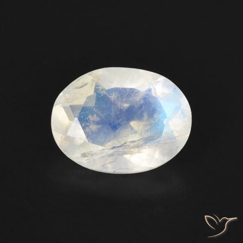 1.30ct 天然 青みがかったホワイト レインボームーンストーン, 楕円形, 透明