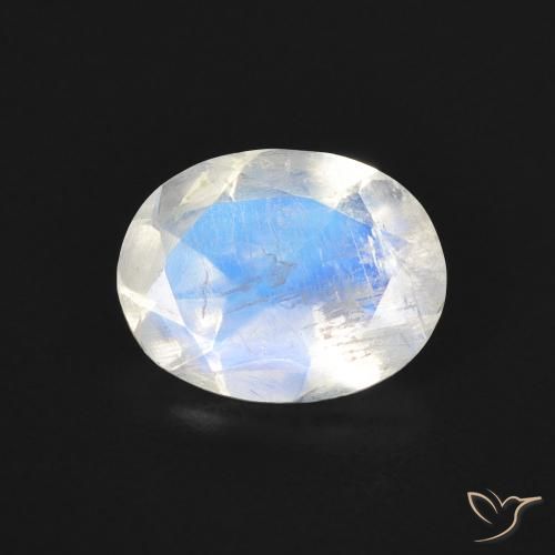 1.38ct 天然 青みがかったホワイト レインボームーンストーン, 楕円形, 透明