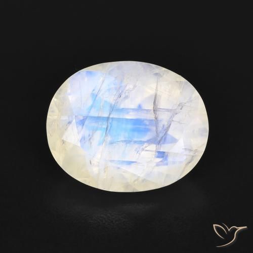 3.18ct 天然 青みがかったホワイト レインボームーンストーン, 楕円形, 透明