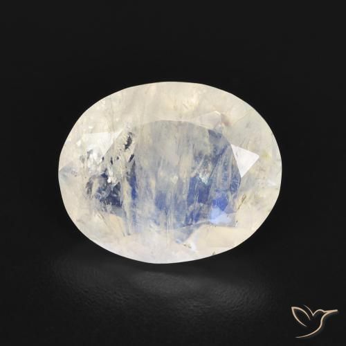 2.77ct 天然 青みがかったホワイト レインボームーンストーン, 楕円形, 透明