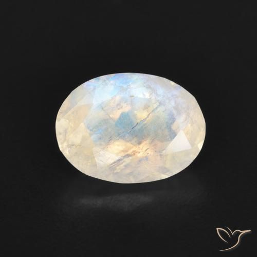 1.18ct 天然 青みがかったホワイト レインボームーンストーン, 楕円形, 透明