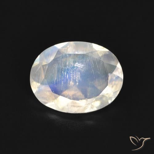 1.30ct 天然 青みがかったホワイト レインボームーンストーン, 楕円形, 透明