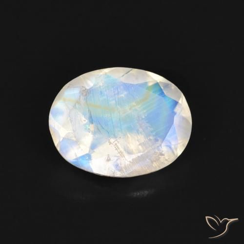 1.36ct 天然 青みがかったホワイト レインボームーンストーン, 楕円形, 透明