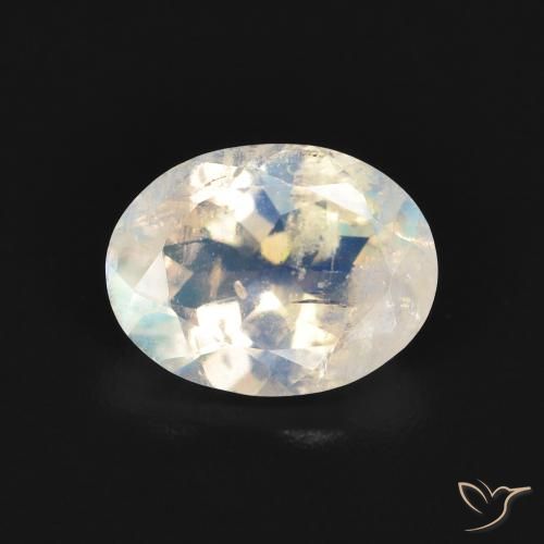 1.61ct 天然 青みがかったホワイト レインボームーンストーン, 楕円形, 透明