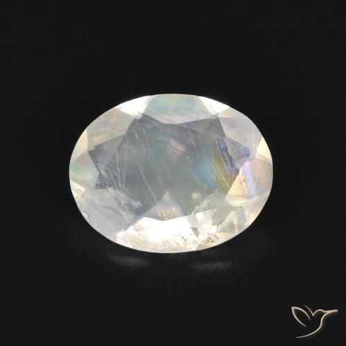1.27ct 天然 青みがかったホワイト レインボームーンストーン, 楕円形, 透明