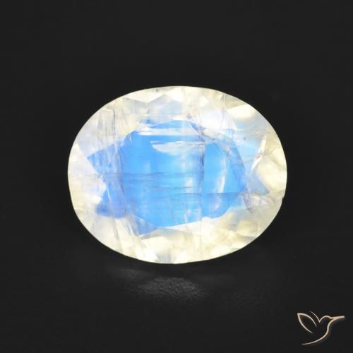 2.77ct 天然 青みがかったホワイト レインボームーンストーン, 楕円形, 透明