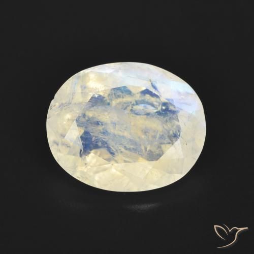2.68ct 天然 青みがかったホワイト レインボームーンストーン, 楕円形, 透明