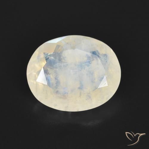 2.69ct 天然 青みがかったホワイト レインボームーンストーン, 楕円形, 透明