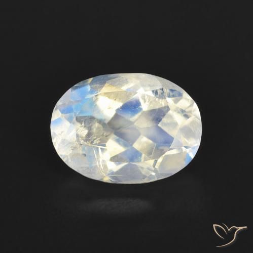 1.22ct 天然 青みがかったホワイト レインボームーンストーン, 楕円形, 透明