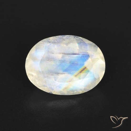 1.21ct 天然 青みがかったホワイト レインボームーンストーン, 楕円形, 透明