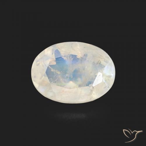 1.10ct 天然 青みがかったホワイト レインボームーンストーン, 楕円形, 透明