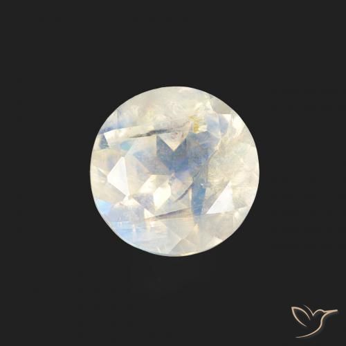 0.47ct 天然 青みがかったホワイト レインボームーンストーン, ラウンド, 透明