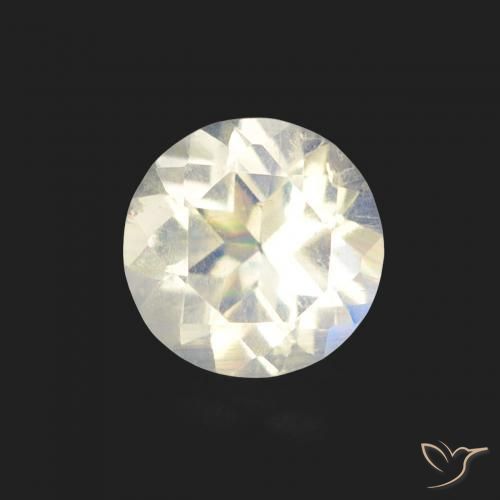 0.48カラットの天然青みがかった白レインボームーンストーン、ラウンドカット、透明