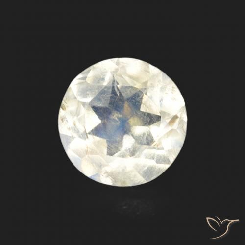 0.66ct 天然 青みがかったホワイト レインボームーンストーン, ラウンド, 透明