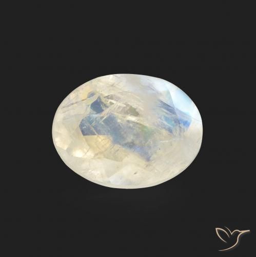 1.15ct 天然 青みがかったホワイト レインボームーンストーン, 楕円形, 透明