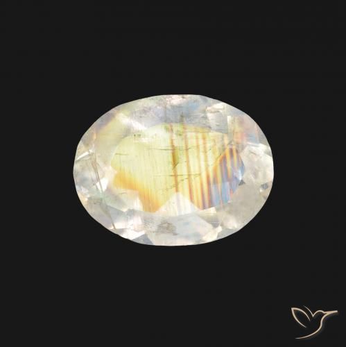 1.19ct 天然 青みがかったホワイト レインボームーンストーン, 楕円形, 透明