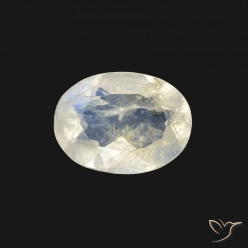 1.04ct 天然 青みがかったホワイト レインボームーンストーン, 楕円形, 透明