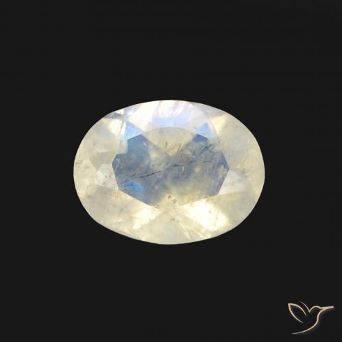 1.23ct 天然 青みがかったホワイト レインボームーンストーン, 楕円形, 透明