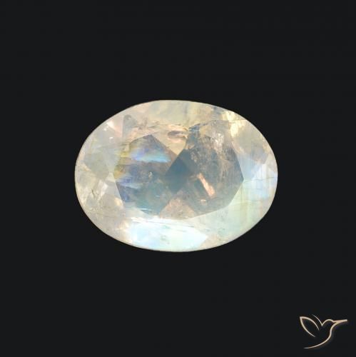 1.16ct 天然 青みがかったホワイト レインボームーンストーン, 楕円形, 透明