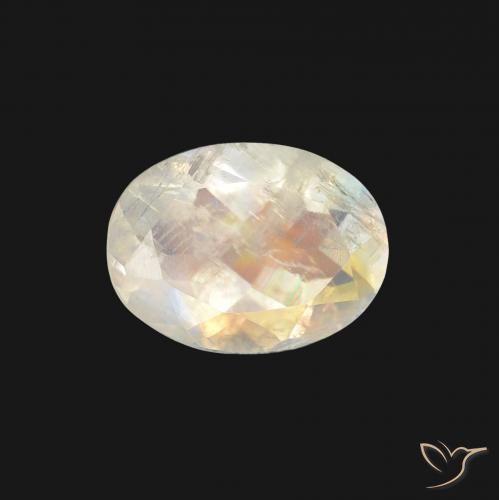 1.21ct 天然 青みがかったホワイト レインボームーンストーン, 楕円形, 透明