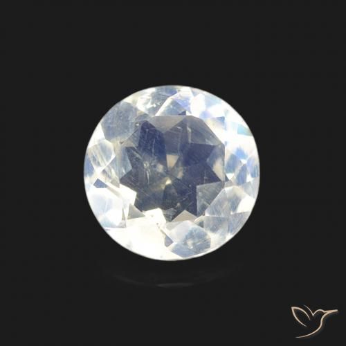 0.52ct 天然 青みがかったホワイト レインボームーンストーン, ラウンド, 透明