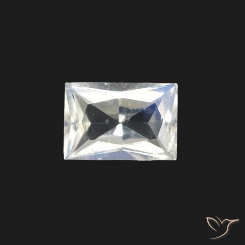 0.47ct 天然 青みがかったホワイト レインボームーンストーン, バゲット, 透明