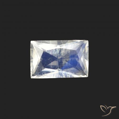 0.50ct 天然 青みがかったホワイト レインボームーンストーン, バゲット, 透明