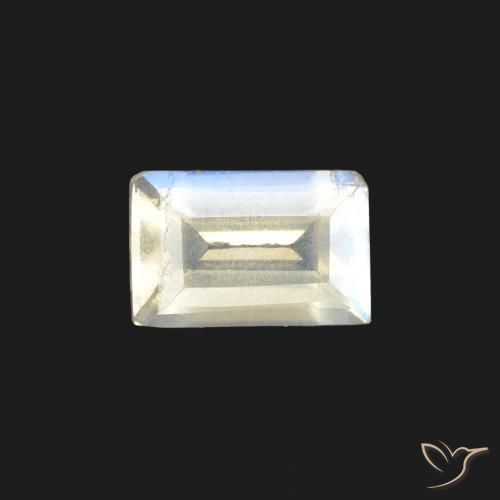 0.47ct 天然 青みがかったホワイト レインボームーンストーン, バゲット, VS