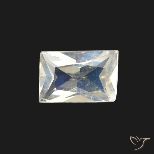 0.39ct 天然 青みがかったホワイト レインボームーンストーン, バゲット, 透明