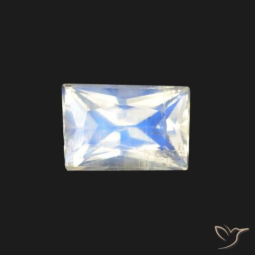 0.47ct 天然 青みがかったホワイト レインボームーンストーン, バゲット, 透明