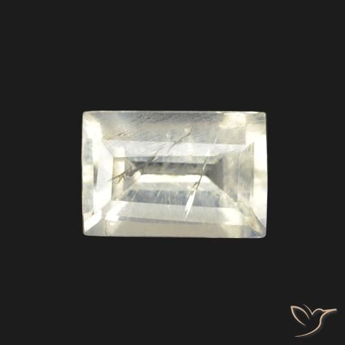 0.59ct 天然 青みがかったホワイト レインボームーンストーン, バゲット, 透明