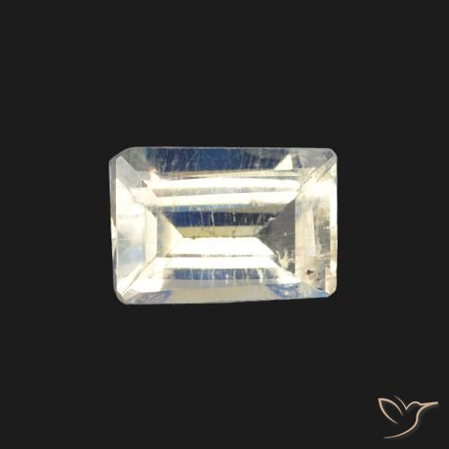 0.45ct 天然 青みがかったホワイト レインボームーンストーン, バゲット, 透明